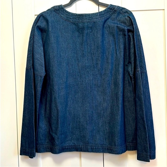 Blue V Neck Top With Long Bell Sleeved Sz MED NEW! FIRM PRICE 60% OFF!! - Picture 2 of 4